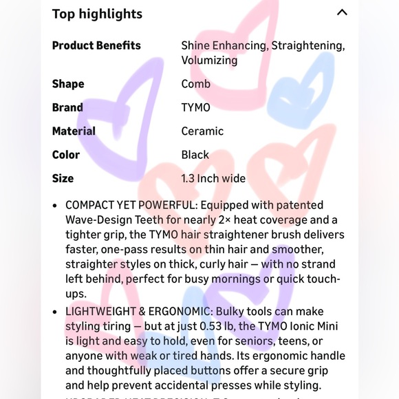 NIB! TYMO Hair Straightening Brush in Black and Red - Picture 3 of 16